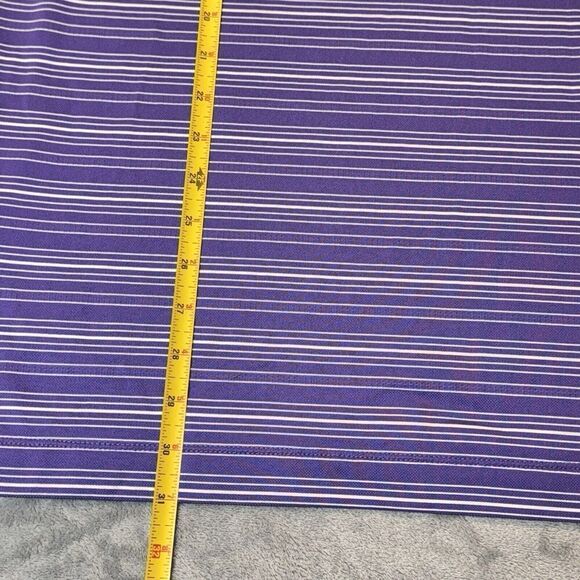 Nike Golf Dri Fit Shirt Mens XL Purple Striped Short Sleeve Polo Rugby Swoosh - Picture 12 of 14